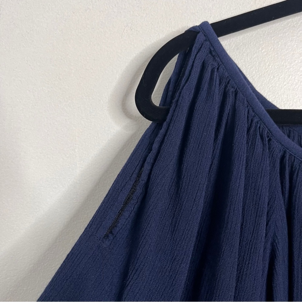 Soft Surroundings Blue Crinkle Tie Dye Cold Shoulder Tunic Length Top Size 3x - Picture 5 of 7